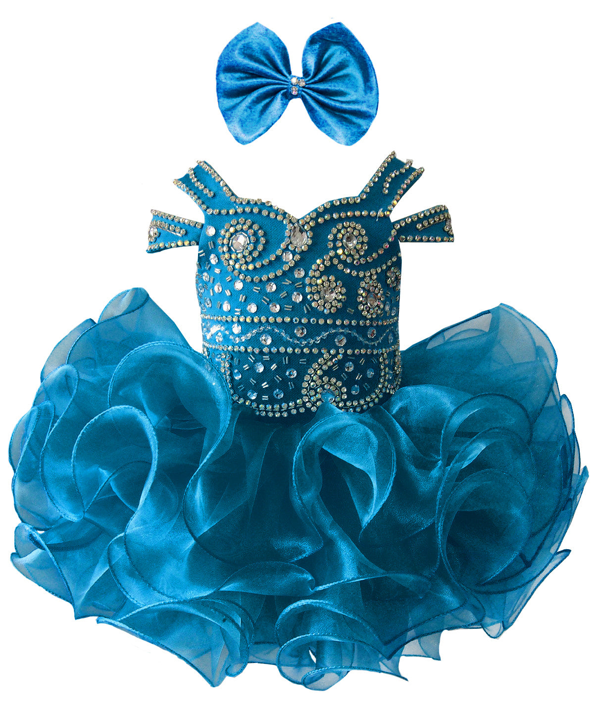 Girwem girls Jade asymmetrical beaded organza cupcake dress ¨C front view