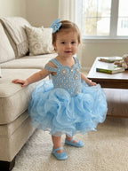 Girwem girls Baby Blue asymmetrical beaded organza cupcake dress ¨C lifestyle view 11