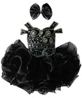 Girwem girls Black asymmetrical beaded organza cupcake dress ¨C front view
