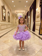Girwem girls Lavender asymmetrical beaded organza cupcake dress ¨C lifestyle view 7