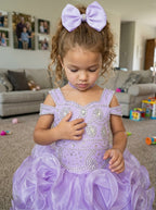 Girwem girls Lavender asymmetrical beaded organza cupcake dress ¨C lifestyle view 11