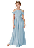 Baby Blue girls' off-the-shoulder chiffon junior bridesmaid dress for weddings