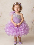 GIRWEM GRCP10003 Lavender Model Indoor one-shoulder organza ruffle cupcake pageant dress