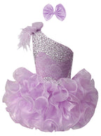 GIRWEM GRCP10003 Lavender Product View one-shoulder organza ruffle cupcake pageant dress