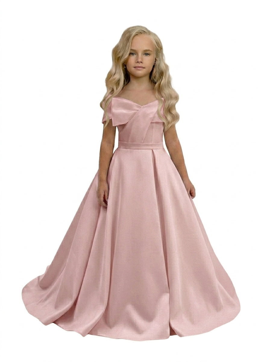 GIRWEM GRFL1005 Dusty Pink Satin Flower Girl Dress