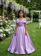 GIRWEM GRFL1005 Lavender Garden Satin Flower Girl Dress