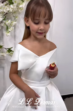 GIRWEM GRFL1005 White Bodice Close Up Satin Flower Girl Dress