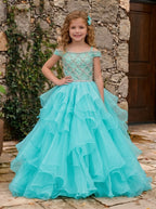 Girwem Aqua girls pageant dress outdoor child model - GRPD10005