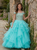 Girwem Aqua girls pageant dress outdoor front - GRPD10005