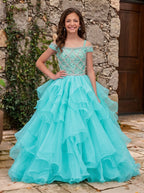 Girwem Aqua girls pageant dress outdoor full length - GRPD10005