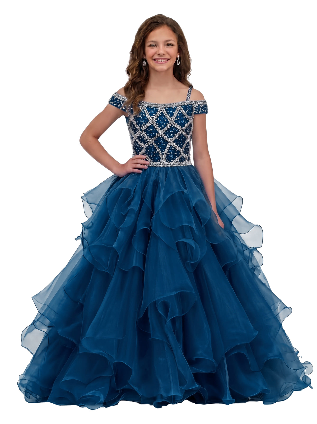 Girwem Navy girls pageant dress - GRPD10005