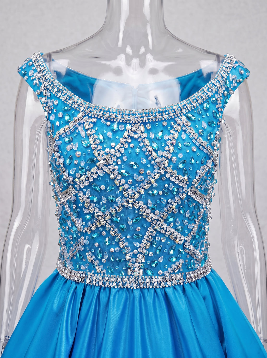 Girwem Ocean Blue girls pageant dress bodice detail - GRPD10005