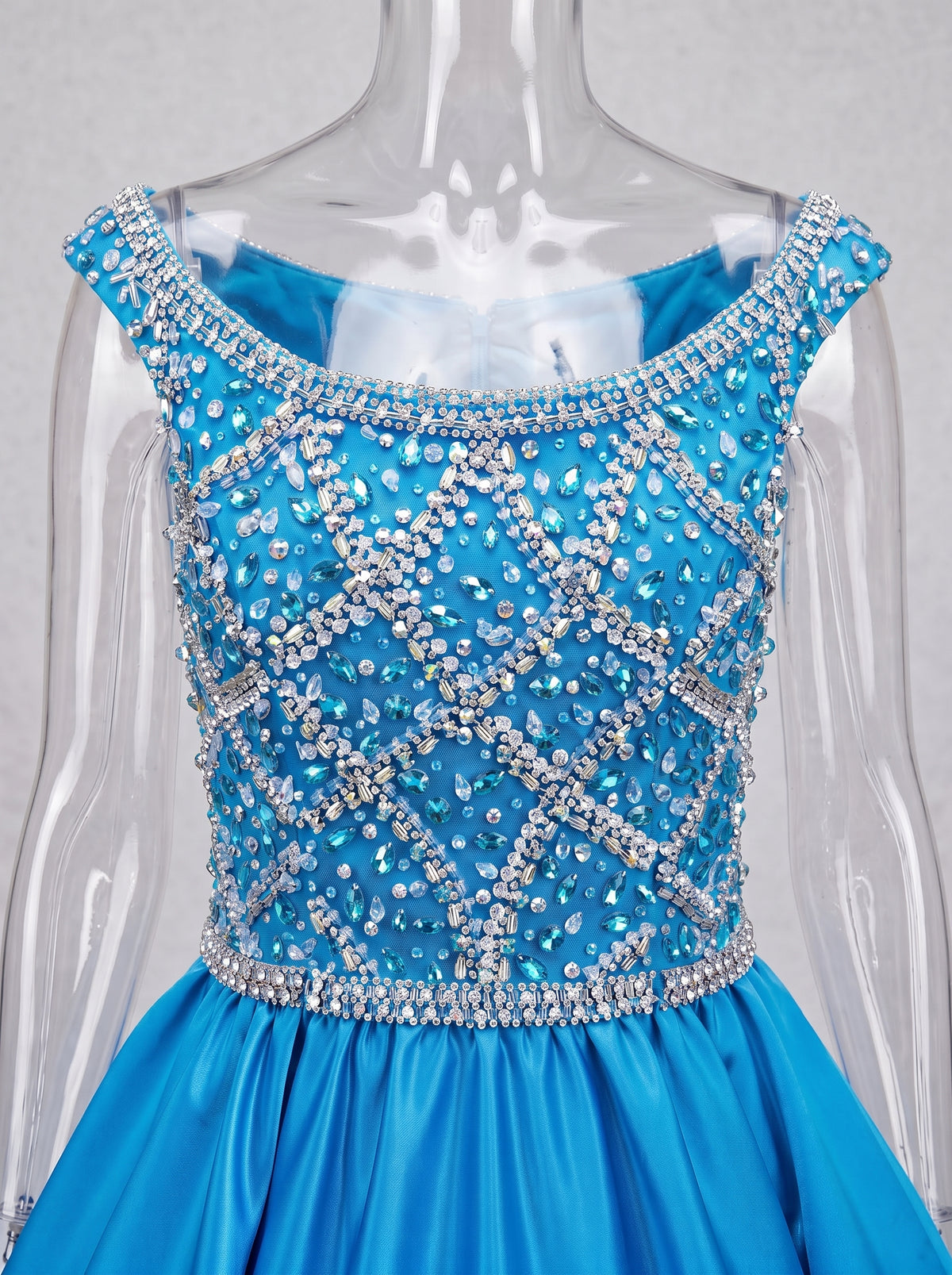 Girwem Ocean Blue girls pageant dress bodice detail - GRPD10005