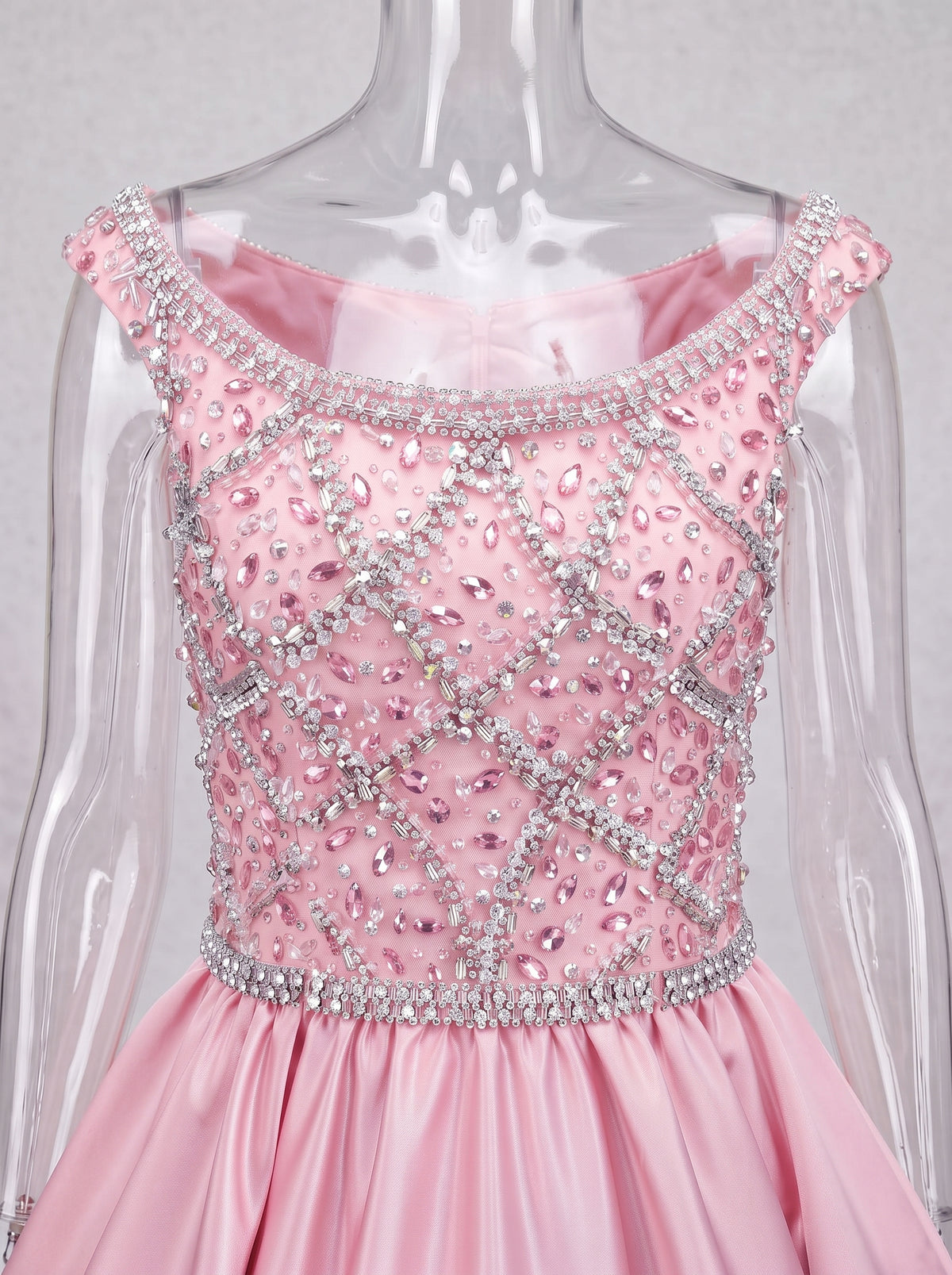 Girwem Pink girls pageant dress bodice detail - GRPD10005