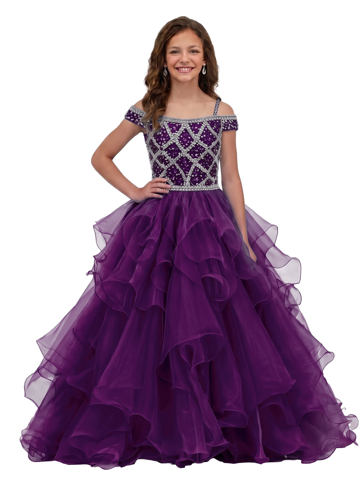 Girwem Plum girls pageant dress - GRPD10005
