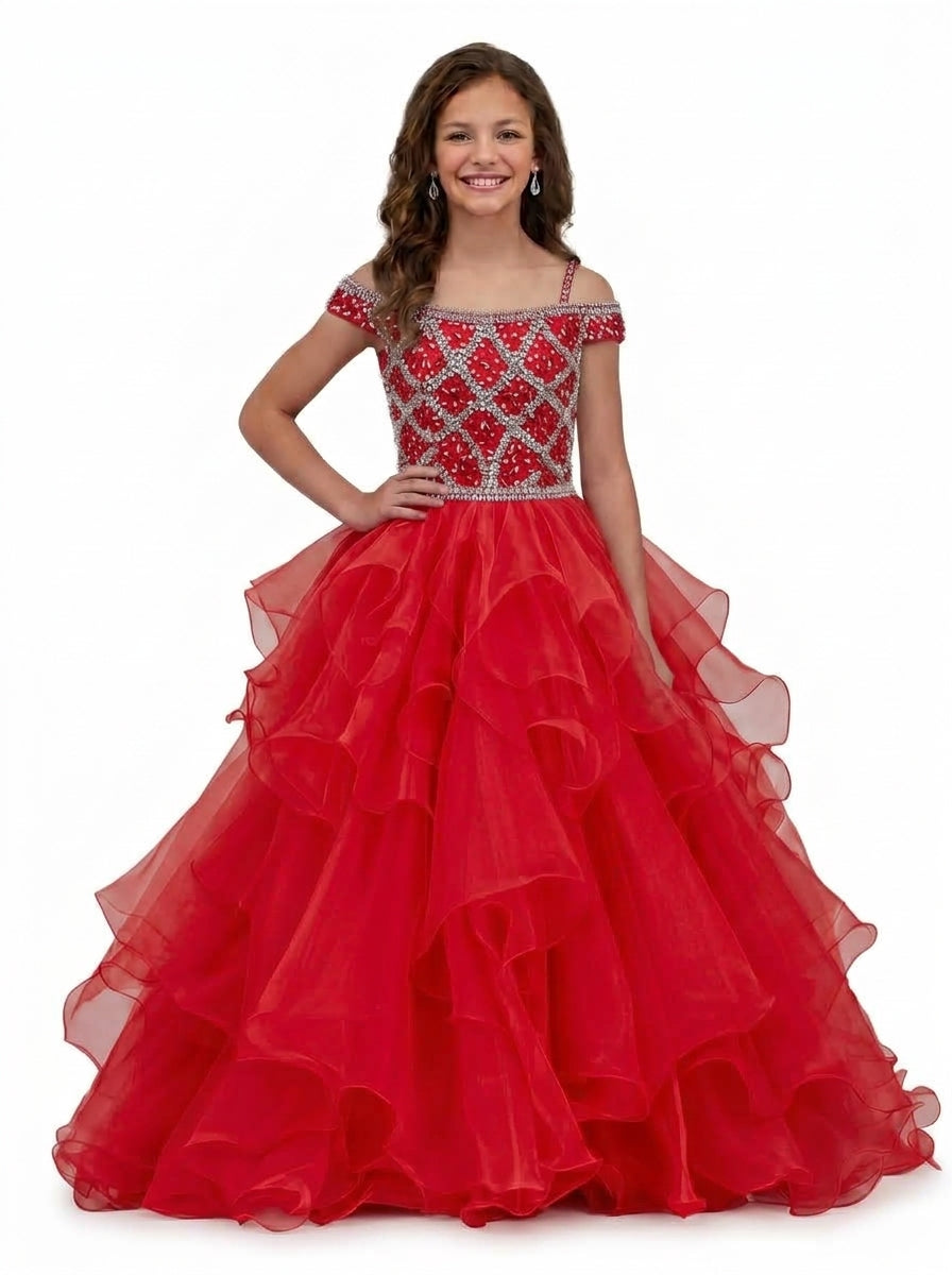 Girwem Red girls pageant dress - GRPD10005