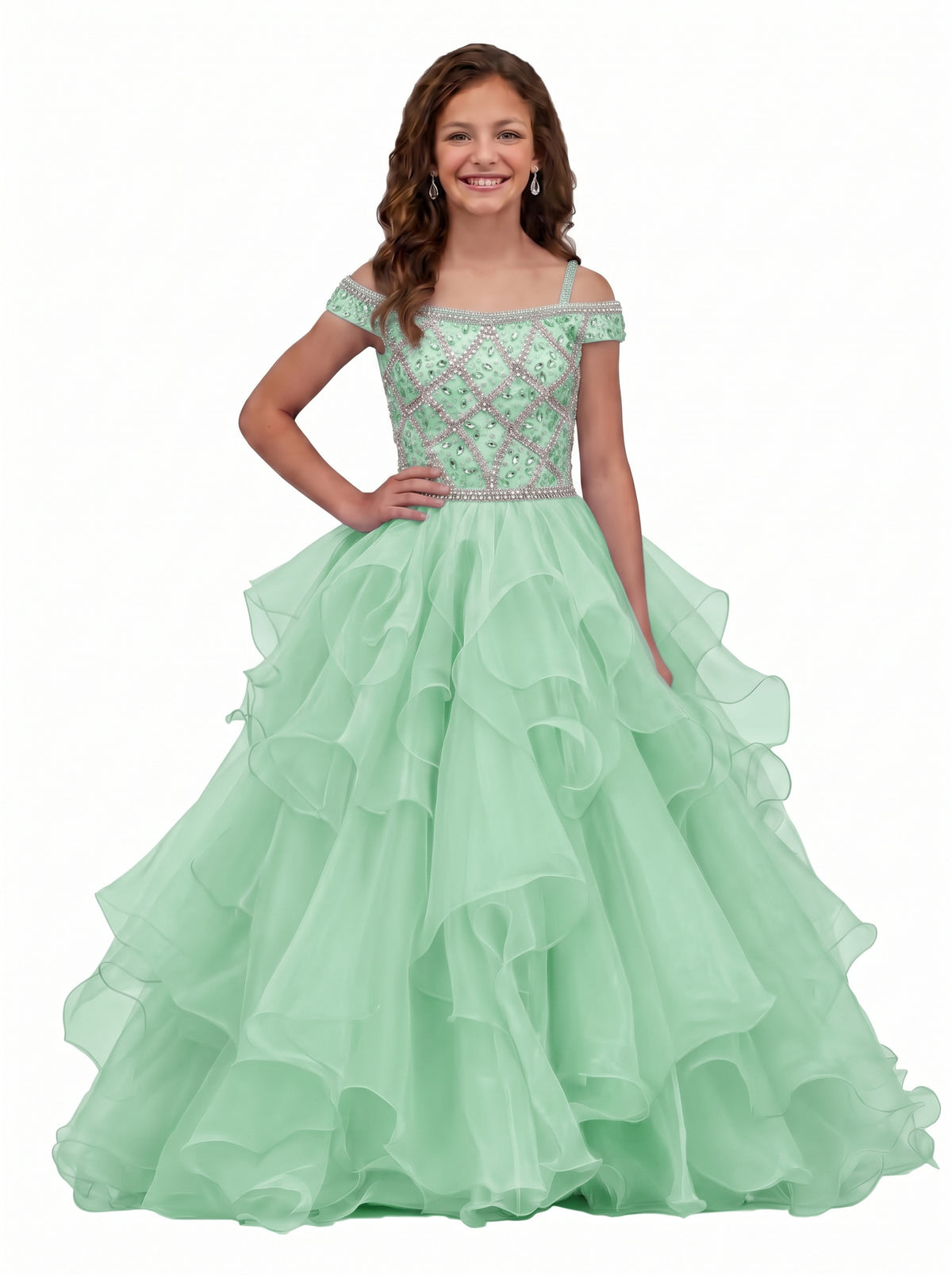 Girwem Sage Green girls pageant dress - GRPD10005