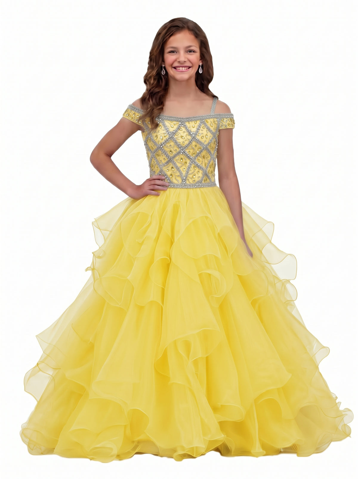 Girwem Yellow girls pageant dress - GRPD10005