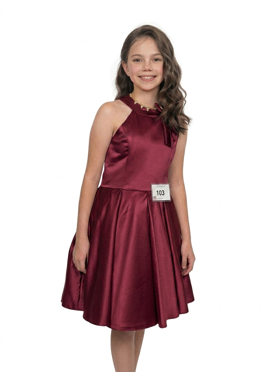 GIRWEM ST10001 Burgundy Short Dress