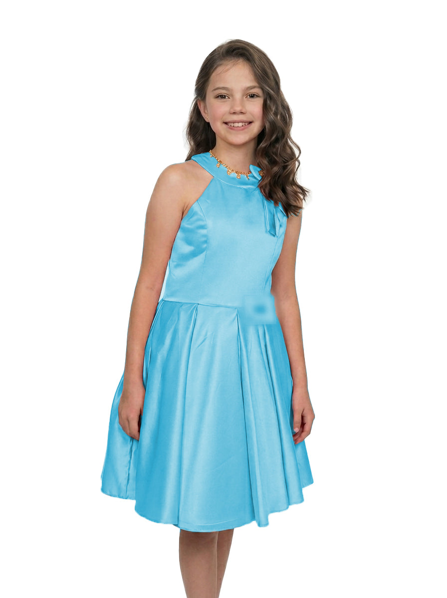 GIRWEM ST10001 Turquoise Front Short Dress