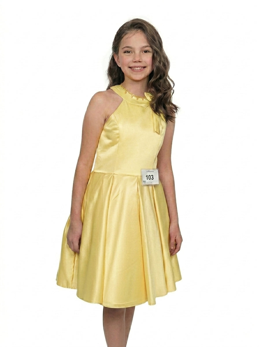 GIRWEM ST10001 Yellow Short Dress