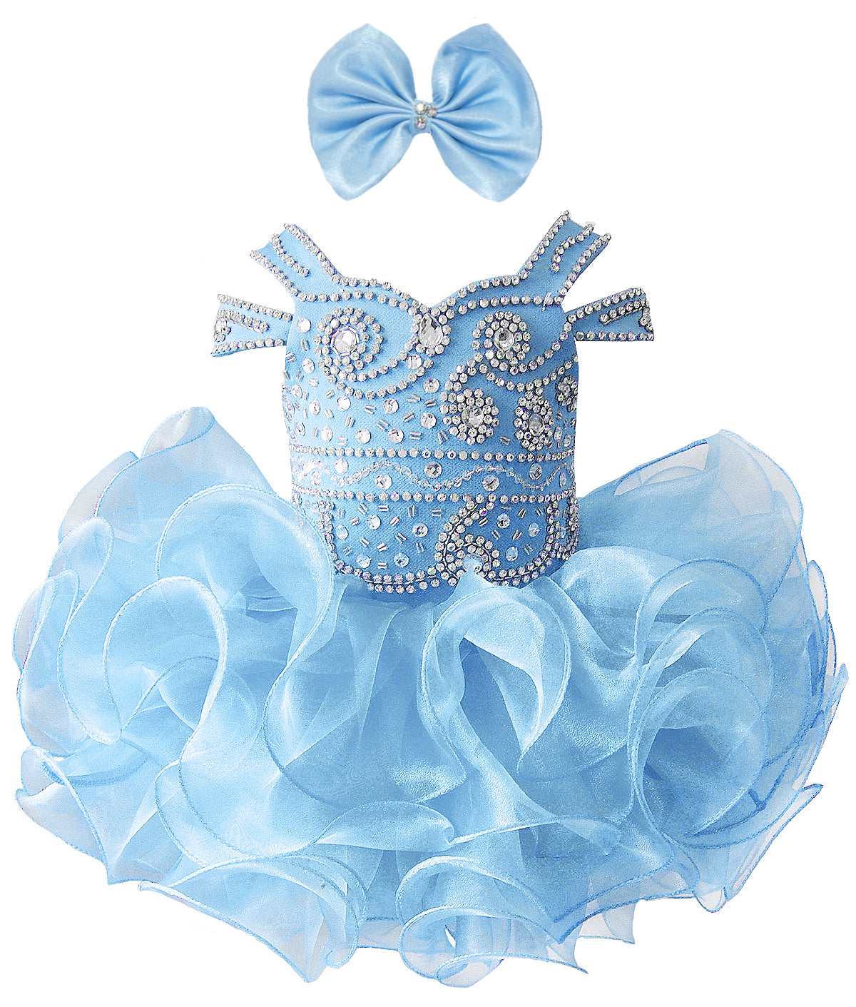 Girls Asymmetrical Beaded Organza Cupcake Dress #GRCP10002