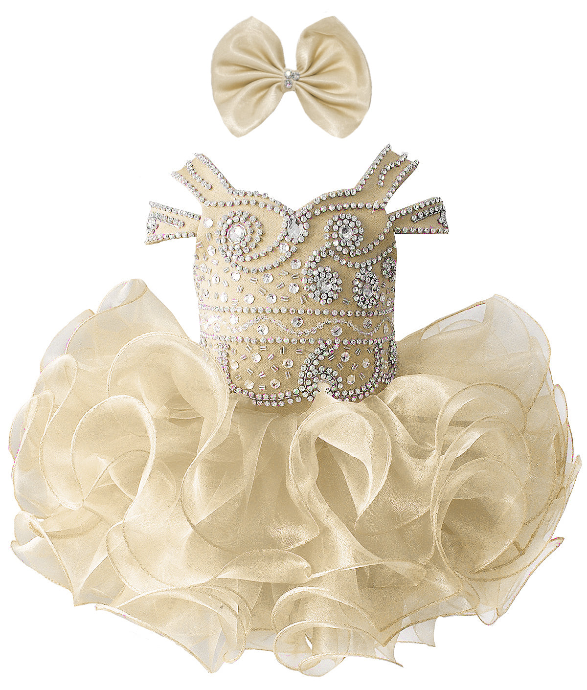 Girls Asymmetrical Beaded Organza Cupcake Dress #GRCP10002
