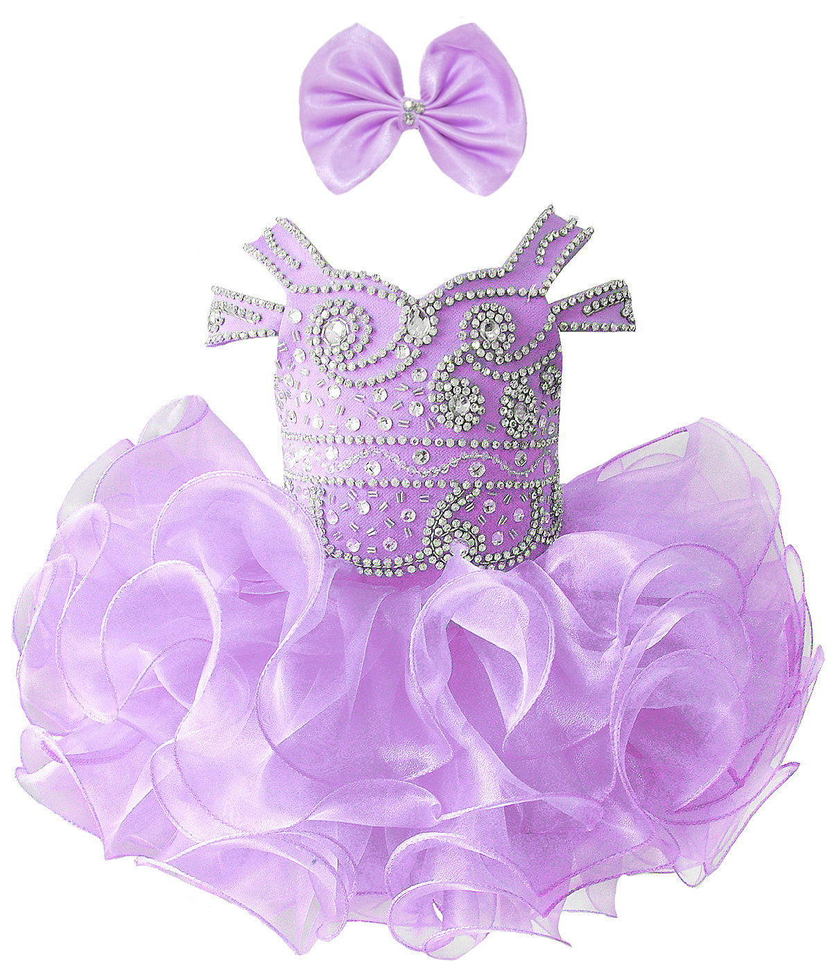 Girls Asymmetrical Beaded Organza Cupcake Dress #GRCP10002