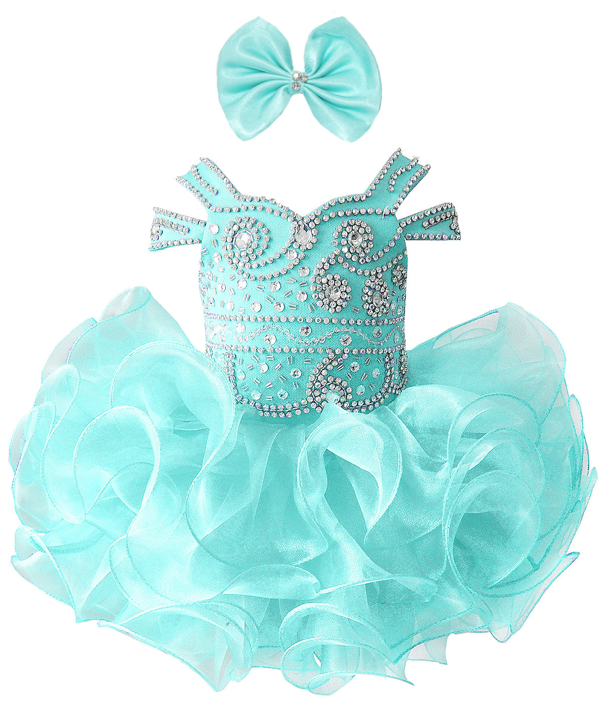 Girls Asymmetrical Beaded Organza Cupcake Dress #GRCP10002