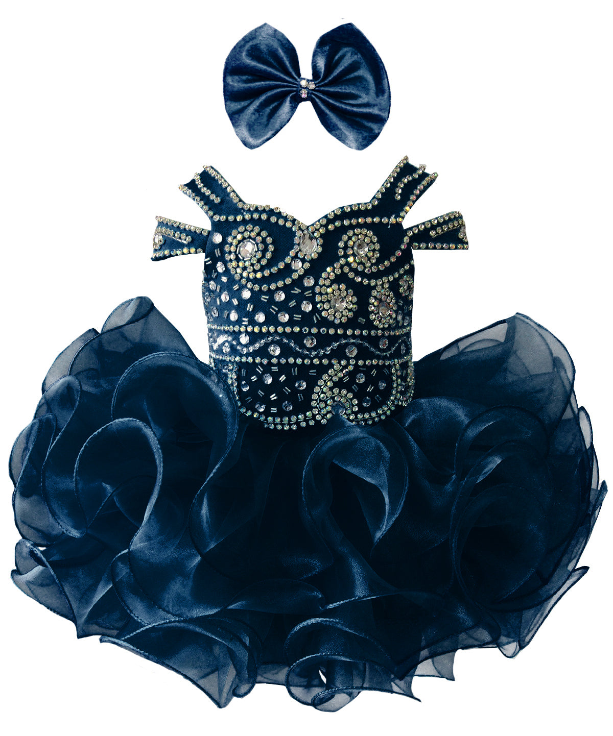 Girls Asymmetrical Beaded Organza Cupcake Dress #GRCP10002