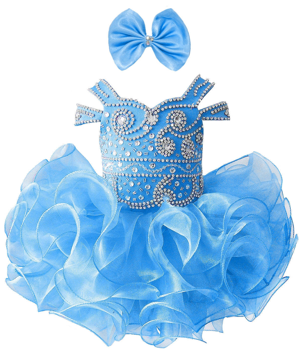 Girls Asymmetrical Beaded Organza Cupcake Dress #GRCP10002