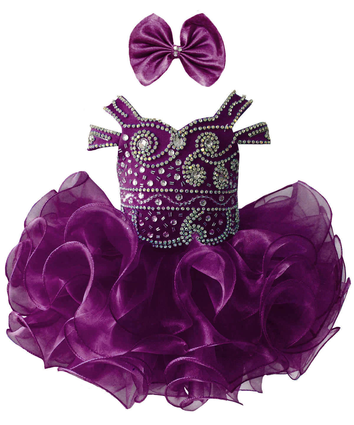 Girls Asymmetrical Beaded Organza Cupcake Dress #GRCP10002