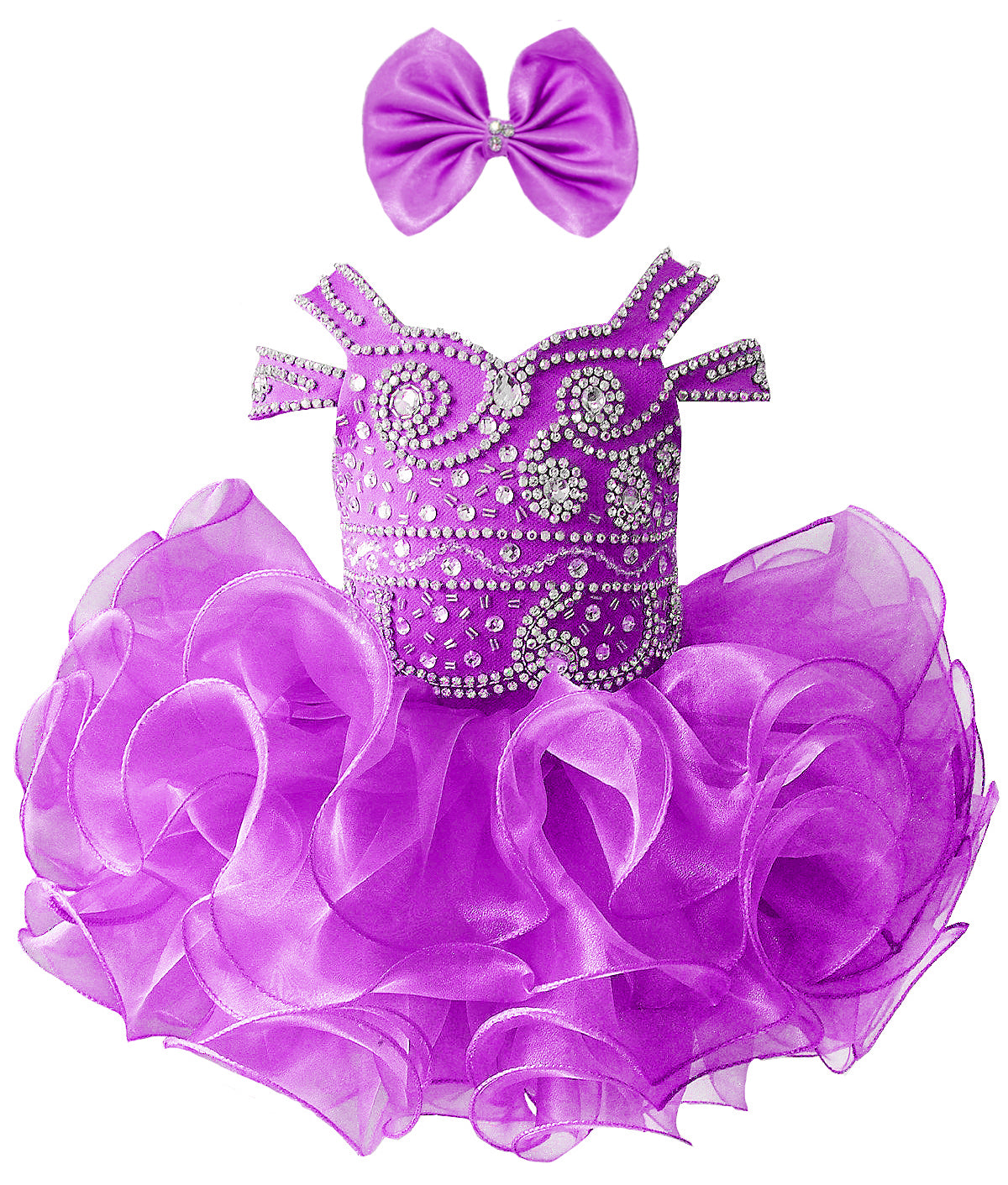 Girls Asymmetrical Beaded Organza Cupcake Dress #GRCP10002