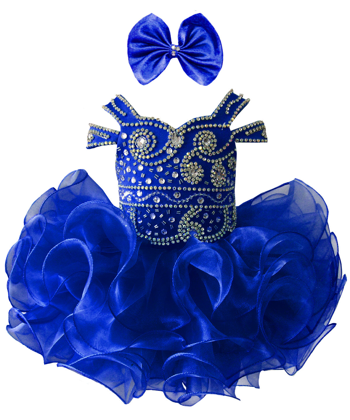 Girls Asymmetrical Beaded Organza Cupcake Dress #GRCP10002