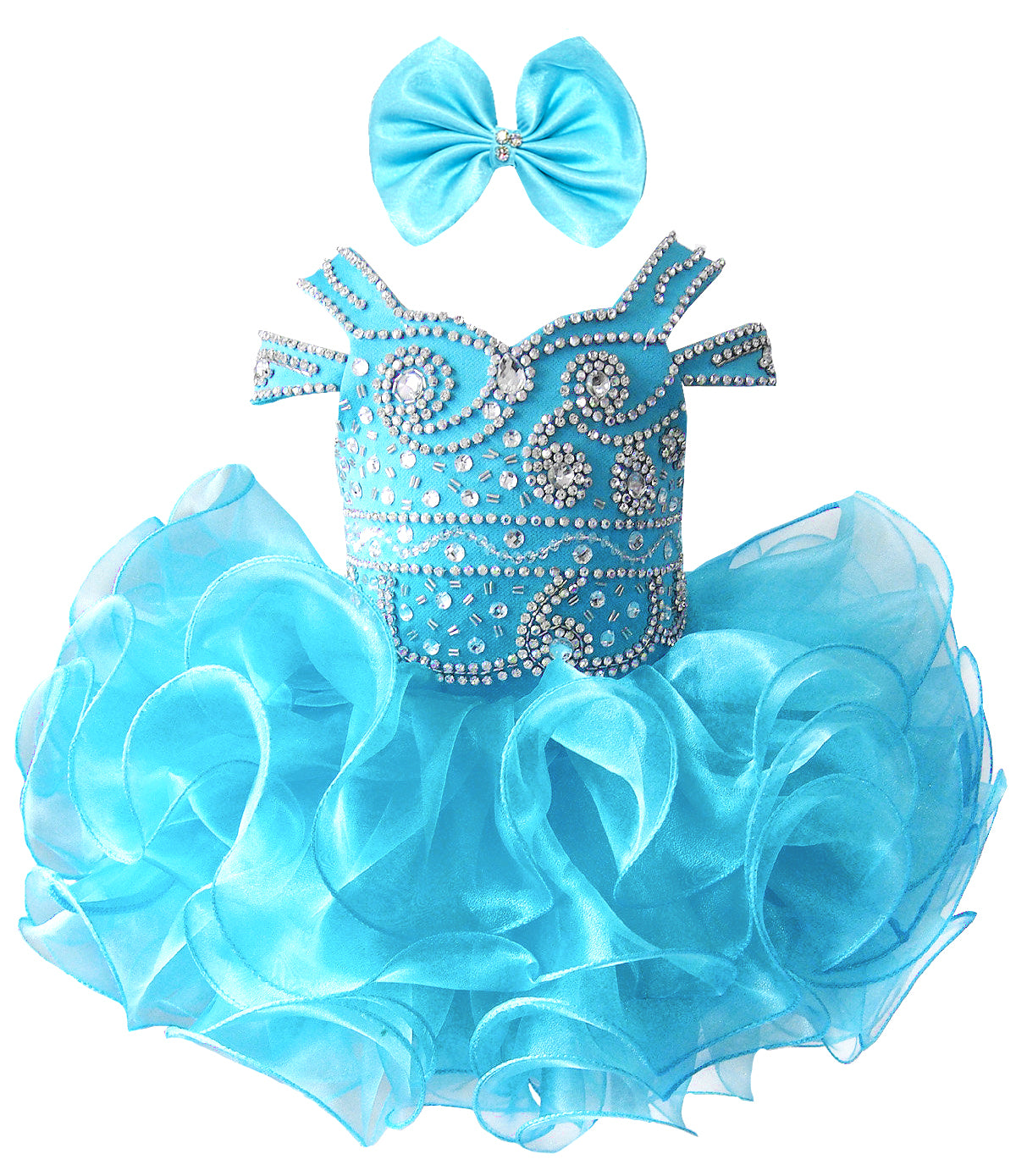 Girls Asymmetrical Beaded Organza Cupcake Dress #GRCP10002