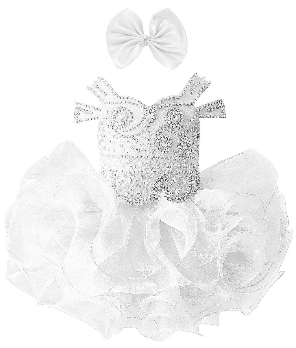 Girls Asymmetrical Beaded Organza Cupcake Dress #GRCP10002